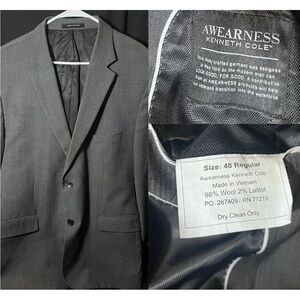 Kenneth Cole Awareness Blazer Mens 48LR SLIM FIT Gray